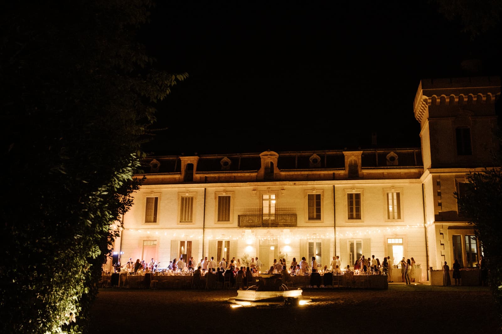 Wedding banquet outside Provence chateau